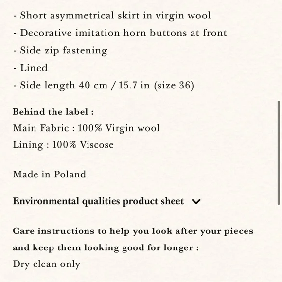 SEZANE Taupe Brown Wool Faux Wrap Mini Skirt Neutral Button Peter Skirt Sz 4 - Picture 11 of 12